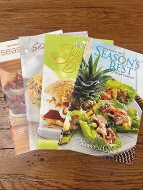 The Pampered Chef Season's Best Recipe Booklets - Green, Blue, Yellow, Brown